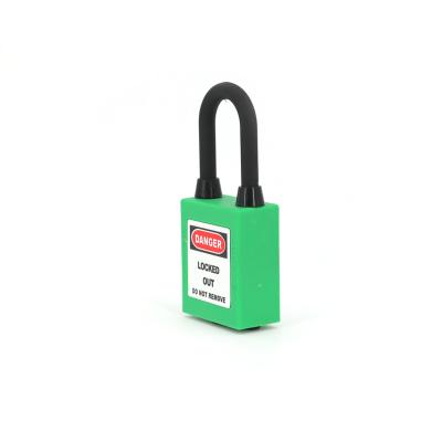 China Labor Safety Lockout Padlock Factory ABS Plastic Nylon PA Ni-Plated Long Punch Lock Magnetic Waterproof Shackle Laminated Padlock for sale