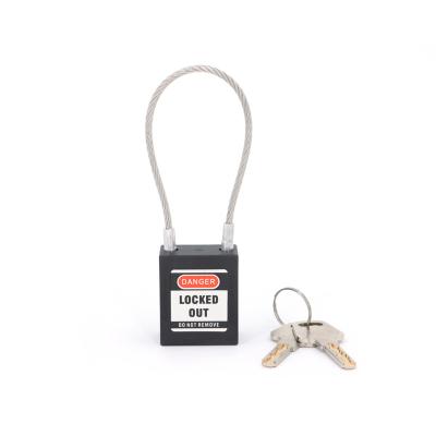 China Work safety lockout padlock china wholesale prices cheap safety steel cable shackler padlock along for sale