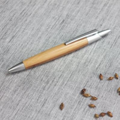 China Customized logo thick wooden bamboo ball pen for sale