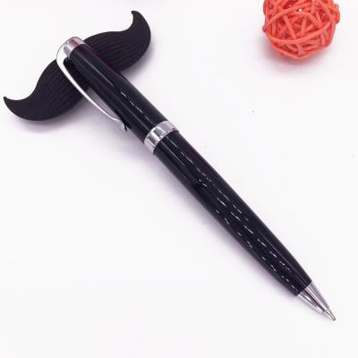 China Sliver Clip Metal Pens Ballpoint Black Barrel Engrave Logo Pen for sale