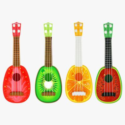 China Plastic Most Popular Early Toy Plastic Orange Watermelon Strawberry Educational Kiwi Fruit Ukulele Guitar For Kids for sale