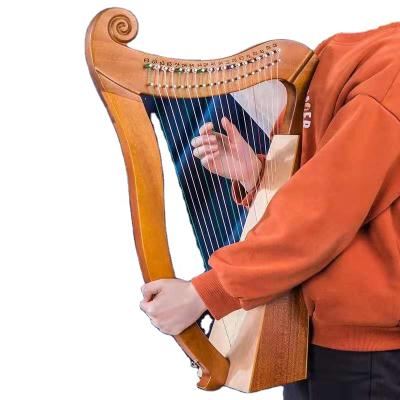 China China promotion 15 and 19 string lyre solid mahogany wood harp LB-LY002 for sale