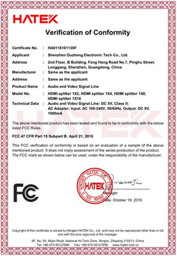 FCC - Shenzhen Ouzheng Electronic Tech Co., Ltd