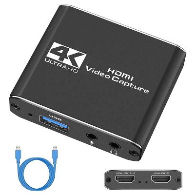 China Aluminum Alloy OZC4 4K@30Hz 1080P 60Hz HDMI Audio Video Capture Card with Microphone 4K HDMI Loop-out for PS4 Game Audio Video Live Streaming for sale