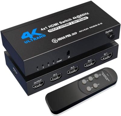 China Aluminum Alloy OZQ5-2 HDMI Switch 4K@60Hz 4 HDMI Switcher 4 Port Switch 2.0 in 1 with IR Remote Control Supports 4K HDR10 HDCP 2.2 for sale