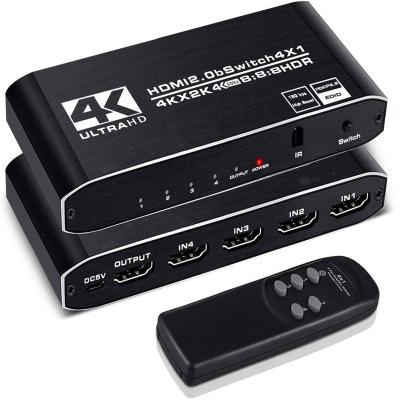 China Aluminum alloy OZQ5-1 4 in 1 4K60hz HDR HDMI switcher 4x1 HDMI2.0 switcher selector supports HDCP 2.2 with IR remote control for sale