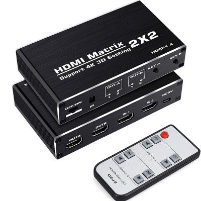 China Aluminum Alloy OZJ3 HDMI 2x2 Matrix Switcher 4k 60hz 2 Ports HDMI Switch Splitter 2 Into 2 Support HDMI 2.0 HDCP 1.4 3D 1080p 4K x 2K for sale