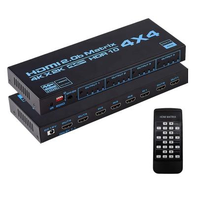 China Plug & Play OZJ4 4K HDMI 2.0b Matrix Switcher 4x4 Switcher Splitter 4 In 4 Out Of Box With EDID Extractor IR Remote Control Support 4K HDCP 2.2 for sale