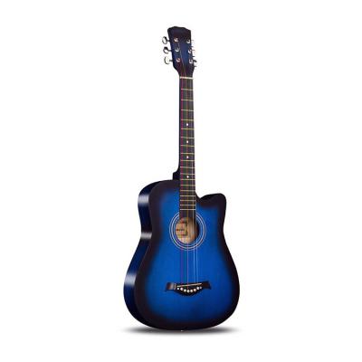 China Students Shape Customized Style Top Handmade 38 Inch All Solid Folk Acoustic Guitar for sale