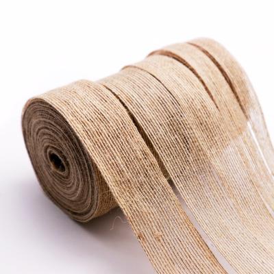 China 10m Polyester / Hessian Roll Raw Burlap Hessian Ribbon With Lace Rustic DIY Wedding Party Decoration Christmas Craft Gift Wrapping Strap for sale