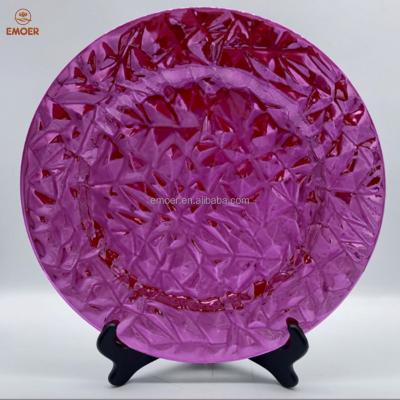 China 13 Inch Disposable Diamond Pattern Sparkling Charger Plastic Plates for sale