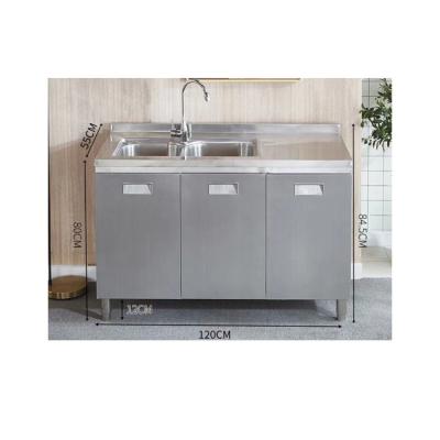 China 2022 Chinese Style Innovative Products Integrated 120 Three-Door Shaft Basin 304 Stainless Steel Double Cabinet Integral Kitchen for sale