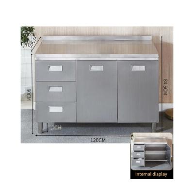 China Chinese style high quality and good price integrated three-suction 120 plane stainless steel cabinet kitchen for sale