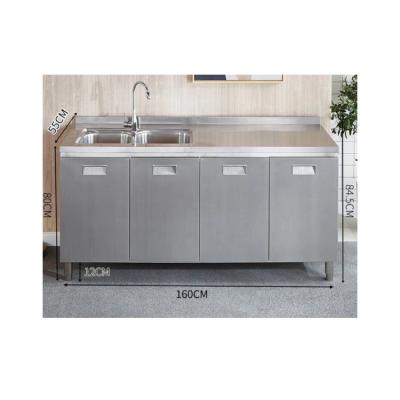 China Cheap and high quality modern stainless steel Chinese style built-in sideboard four door basin 160 double cabinets for sale