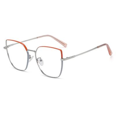 China Two Color Manufacturer Trendy Spectacle Frame Polygon Custom Metal Two Color Optical Glasses For Women for sale