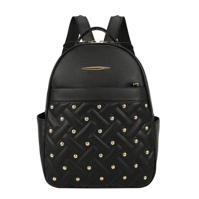 China Fashion News PU Leather Multifunctional Women's Backpacks Simple Retro Ladies Anti-theft Mini Handbag Soft Touch Rivets for sale