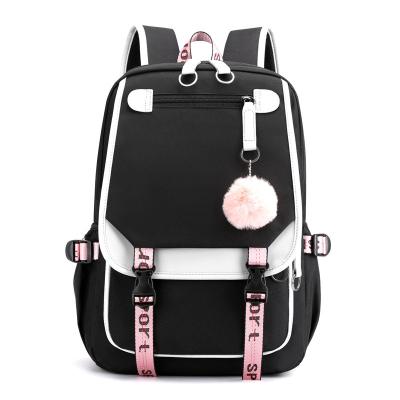 China Popular products anti-theft 2022 waterproof nylon ladies travel backpack usb charger fashion school laptop bag for girls for sale