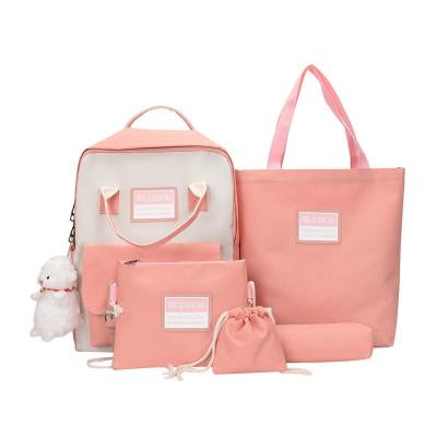 China 2022 Anti-theft New 5 Piece Set College Bag For Girls School Bag Oxford Cloth Waterproof Cute Stylish Backpack for sale