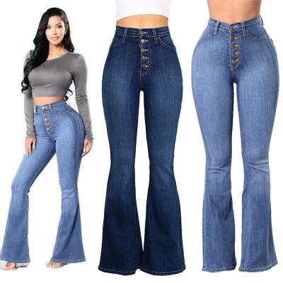 China QUICK DRY Drop Shopping Plus Size Womens Jeans High Waist Denim Bell Bottom Wide Leg Jeans for sale