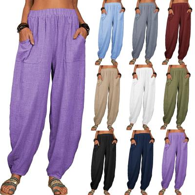 China Cotton QUICK DRY Loose Canvas Casual Pants Solid Color Harem Home Pants for sale