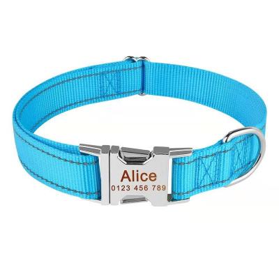 China Sustainable Sustainable Hongju 2023 Christmas Gift Customized pet collar adjustable reflective nylon webband engraved dog collar for sale