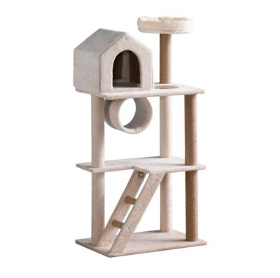 China Sustainable Sustainable Wholesale New Design  Climb Scratcher Cat tree tower  Wood Cat Furniture Tower Pet Cat Tree for sale