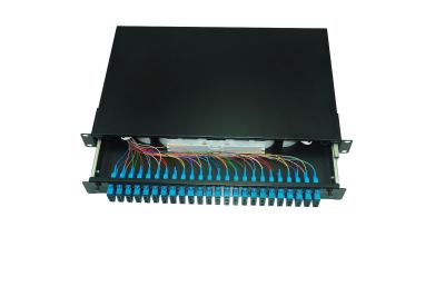 China Black Sc 1u Fiber Patch Panel 19in Size Multi Fiber Slidable for sale