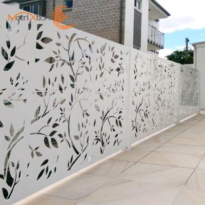 China Easily Assembled Aluminum Fence Designs Laser Cut Metal Privacy Garden Fence Panels for sale