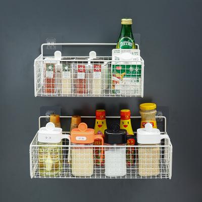 China Viable Hot Sale Household Grid Basket Wall Mounted Perforated Organizer Kitchen Storage Basket for sale