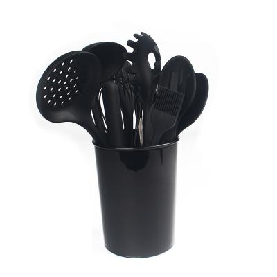 China 15pcs/set Spatula Spoon Scraper Oil Brush Egg Beater Black Utensil Set Viable Silicone Cooking Tool Kits for sale