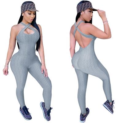 China 2021 Summer Yoga Wear Breathable Sleeveless Women Plus Size Running Yoga Overalls Sports One Piece Set Fitness Equipment Set for sale