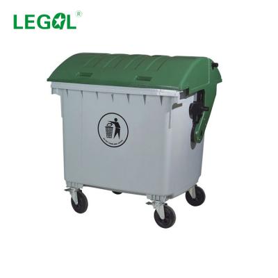 China LD-1100B Wheelie Rubbish Bin Dome 1100L Lid Viable Plastic Trash Can Large Bins 1100 Liter Rubbish Bin for sale