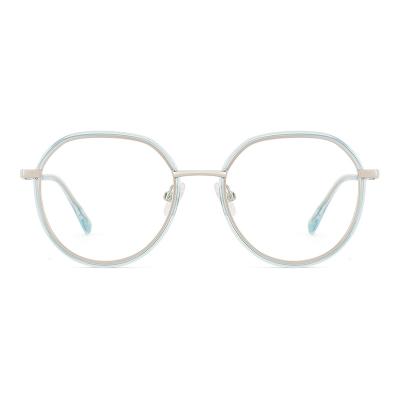 China Fashion Irregular Round Glass Frame Prescription Retro Gradient Transparent Metal TR Combined With Glass Frame for sale