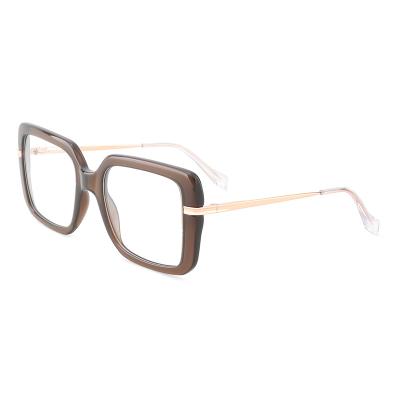 China Polygon Acetate Combine Metal Spectacle Fashion Metal Optical Glass Men Irregular Acetate Eyewear Square Custom Glasses for sale