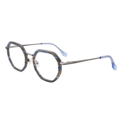 China Vintage Eyewear Anti YC Acetate Glasses Unisex Stylish Clear Glasses Metal Blue Light Eyeglasses Shape Glasses For Women Men for sale