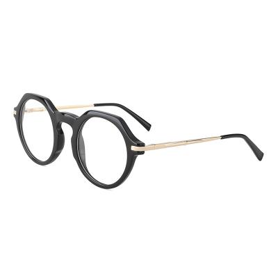 China Polygon Acetate Combine Metal YC Metal Glass Irregular Glasses Retro Combine Fashion Men Women Acetate Optical Sight Ultralight Comfortable Eyewear for sale