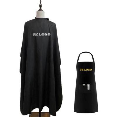 China Black Polyester Adjustable Custom Size Logo Hairdresser Apron Waterproof Hairdresser Hairdresser Cape for sale