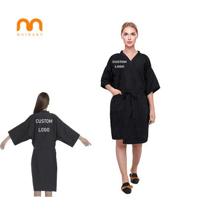 China Wholesale salon adjustable beauty spa logo printing manufacturer waist kimono waterproof long robe for sale