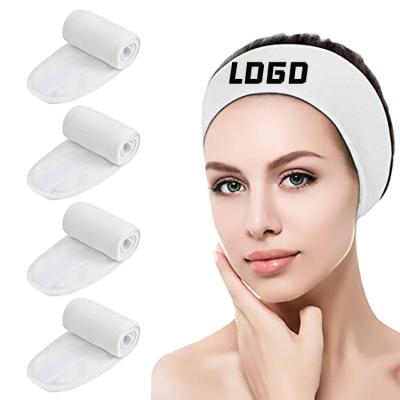 China European and American style makeup salon wash face beauty with magic tape headband skin care spa headband custom logo for sale