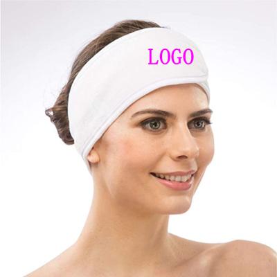 China Hot Selling Fashion Microfiber White Spa Makeup Headband Custom Logo Women Headband With Magic Tape for sale