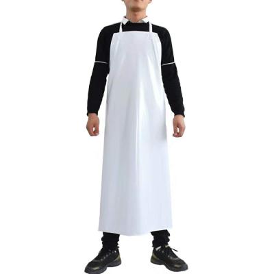 China PVC Waterwroof Butcher Adjustable Heavy Duty Washable 35mm White PVC Apron With Adjustable Neck for sale