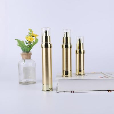 China 15ml 20ml 30ml Gold Cosmetic Luxury Refillable Vacuum Airless Lotion Pump Bottle For Skin Care for sale