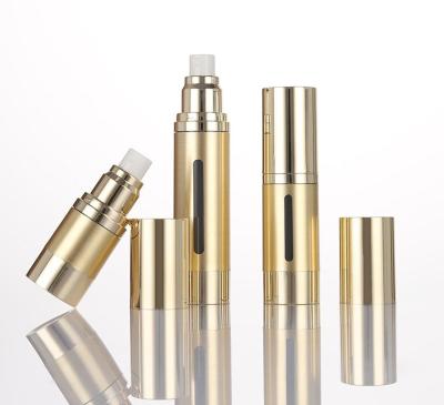 China 15ml 20ml 30ml Gold Cosmetic Luxury Refillable Vacuum Airless Lotion Pump Sprayer Bottle For Skin Care for sale