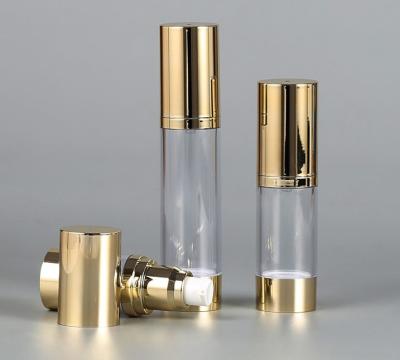 China Gold Luxury Refillable Empty Cosmetic Bottle 15ml 30ml 50ml Lotion Pump Sprayer Airless Serum Bottle For Skin Care for sale