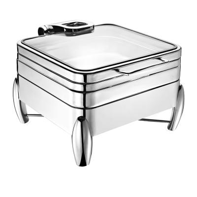 China 2/3 Square Size 6 Liter 18/10 Stainless Steel Eco-friendly Hydraulic Chafing Dish, Induction Food Warmer For Restaurant Equipments for sale