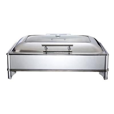 China 9L Luxury Rectangular Chafing Dish With Glass Lid for sale