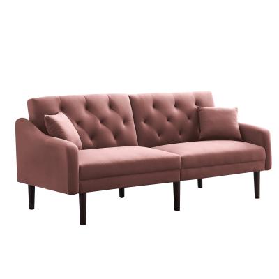 China (Size)Adjustable Modern Cheap Foldable Folding Living Room Furniture Home Furniture Velvet Fabric Sofabed Living Room Sofas Pink Sofa for sale