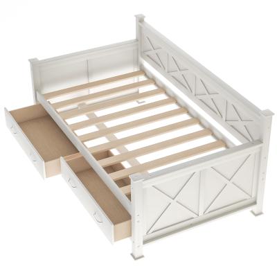 China Storage Twin Size Daybed with 2 Large Drawers, View Daybed, Modern and Rustic X-Shaped Casual Style, White for sale