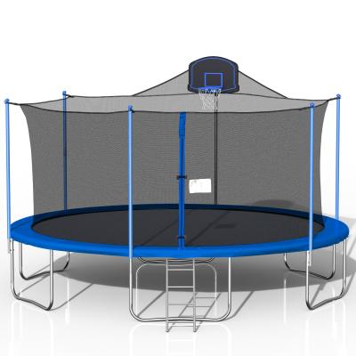 China With Protective Net 16FT Trampoline With Enclosures Configuration And Easy Assemble Heavy Gauge Galvanized Steel Frame Forms Free Jumping for sale