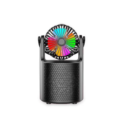 China Creative Portable 4 Inch LED Flashing Light 8W Array Usb Fan Led Audio Wireless Subwoofer Fm Mic Tws Bt Speaker Flashing Light Loud Noise for sale